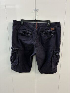 Superdry‎ Core Cargo Lite Shorts Mens 38 Navy Blue Drawstring Pockets Utility